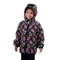 detská softshellová bunda Jožánek s kapucňou, čierna s farebnými lebkami