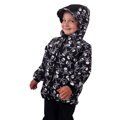 čierna detská softshellová bundas pirátskymi lebkami Jožánek s kapucňou