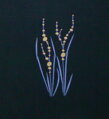 výšivka modrých kvetov na tmavomodrej bavlnenej taške Hand Made Línia