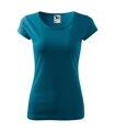 petrolejové dámske bavlnené tričko Pure 122 Malfini s krátkym rukávom, jednofarebné