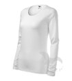 dámske biele tričko s dlhým rukávom Slim Adler 139, priliehavé, jednofarebné