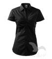 čierna dámska košeľa s krátkym rukávom a riasením Adler 214 bavlnená