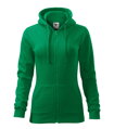 trávovo zelená dámska mikina Trendy Zipper 411 Malfini s vreckami, kapucňou
