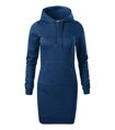 polnočne modré dámske mikinové šaty Snap 419 Malfini s kapucňou, vreckom