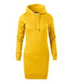 žlté bavlnené dámske mikinové šaty Snap 419 Malfini s kapucňou, patentom