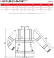 veľkostná tabuľka pre fleece bundu HV 5V1 Adler Rimeck s reflexnými prvkami
