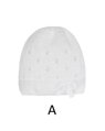 biela jarná dievčenská čiapka AJS 46-002 s mašľou, dierkovaná