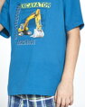 detail chlapčenského modrého pyžama 789 Machine Cornette s krátkym rukávom, kraťasmi