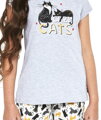 detail dievčenského pyžama 787 Cats Cornette s krátkym rukávom