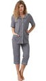 M-Max dámske pyžamo na gombíky s krátkym rukávom a 3/4 nohavicami Halima1041