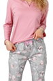 detail dámskeho sivo ružového pyžama Sawana 969 M-Max s kvetmi