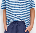 detail chlapčenského modrého pyžama Noah 2953 Taro s vreckami, pruhmi