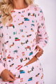 detail ružového vianočného dámskeho pyžama Laura 2836 Taro s patentom