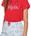 detail červeného dievčenského pyžama Sonia 2711 Taro s krátkym rukávom, mačkami