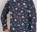 detail vianočného pánskeho tmavomodrého pyžama Mikolaj 2840 Taro s dlhým rukávom
