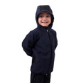 tmavomodrá / čierna detská softshellová bunda Jožáneks kapucňou, patentom