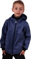 detská softshellová bunda tmavomodrý melír Jožánek veľkou kapucňou, patentom na rukávoch