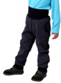 antracitové detské softshellové nohavice Jožánek s nastaviteľným pásom