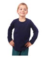 tmavomodré bavlnené detské tričko Jožánek s dlhým rukávom, bez potlače