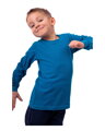 tmavo tyrkysové detské tričko bez potlače Jožánek, s dlhým rukávom, bavlnené