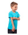 tyrkysové bavlnené detské tričko s krátkym rukávom Jožánek, hladké, jednofarebné