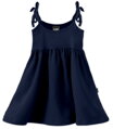 tmavomodré dievčenské šaty Jožánek na leto, bavlnené, s nariasenou sukňou