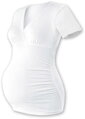 biele tehotenské tričko Barbora Jožánek s krátkym rukávom, V výstrihom