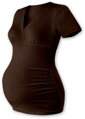 bavlnené čokoládové tehotenské tričko Barbora Jožánek s krátkym rukávom