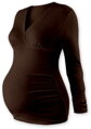 hnedé tehotenské tričko Barbora Jožánek s dlhým rukávom, bavlnené