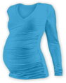 tyrkysové tehotenské tričko s dlhým rukávom Vanda Jožánek, bavlnené, pružné