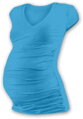 tyrkysové tehotenské tričko s V výstrihom Vanda Jožánek, s mini rukávom