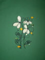 výšivka kvetov na zelenej bavlnenej taške Hand Made Línia