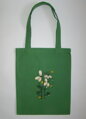 zelená bavlnená taška s výšivkou kvetov Hand Made Línia, na rameno, plece