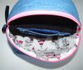 vnútro ružového detského batohu HAND MADE LÍNIA z recyklovanej rifloviny