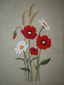 taška z režného plátna s vyšitými lúčnymi makmi a kvetmi Hand Made Línia
