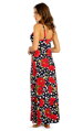 letné čierne dámske šaty s červenými kvetmi 5D065 Litex zo zadu