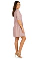 fialovo ružové dámske šaty s krátkym rukávom, golierom 5D045 Litex zo zadu