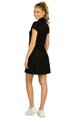 čierne jednofarebné dámske šaty do áčka, s krátkym rukávom 5D184 Litex zo zadu