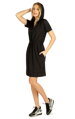 voľné čierne dámske šaty s krátkym rukávom 5D258 Litex, s vreckami