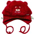 červená detská zimná chlpatá čiapka Macko s uškami
