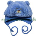 modrá detská zimná chlpatá čiapka Macko s uškami