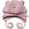 ružová detská zimná chlpatá čiapka Macko s uškami