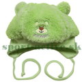 zelená detská zimná chlpatá čiapka Macko s uškami