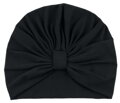 dievčenský turban - čiapka Petra 1247 Richelieu, čierny s uzlom, bavlnený