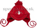 detská červená čiapka ŠEBO Richelieu 6051 so šiltom a obrázkom snehuliaka