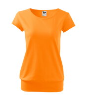 oranžové-mandarínkové dámske tričko City 120 Malfini s krátkym rukávom