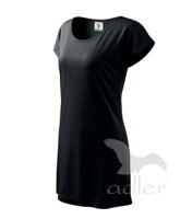 dámske čierne šaty / tričko s krátkym rukávom Adler Love 123, splývavé