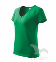 dámske zelené tričko s krátkym rukávom a V výstrihom, bavlnené Adler 128 Dream