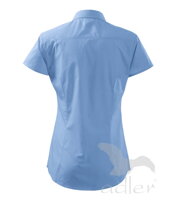 nebesky modrá dámska blúzka, košeľa Chic 214 Malfini zo zadu, s krátkym rukávom