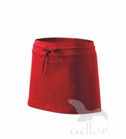dámska červená sukňa Adler 2v1 604 v páse na gumu, so skrytými kraťasmi - nohavicami